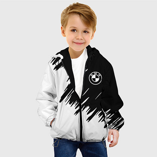 Детская куртка BMW sport краски черные разрывы / 3D-Черный – фото 4