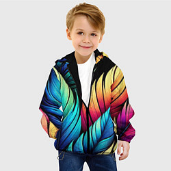Куртка с капюшоном детская Color feathers - neon, цвет: 3D-черный — фото 2