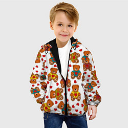 Куртка с капюшоном детская Мишки игрушки в свитерах и сердечки, цвет: 3D-черный — фото 2