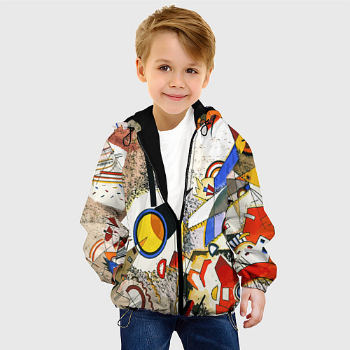 Детская куртка Кандинский картина - шумная акварель / 3D-Черный – фото 4