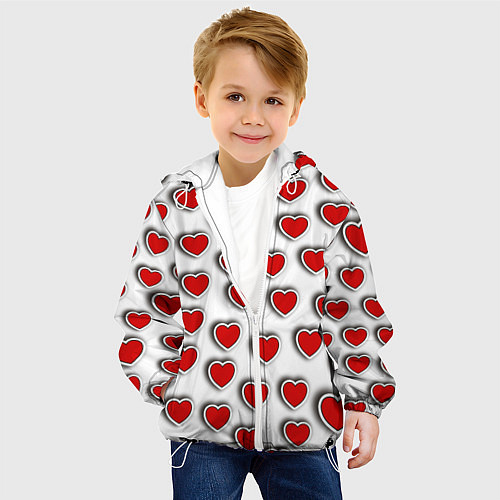 Детская куртка Стикеры наклейки сердечки объемные / 3D-Белый – фото 4