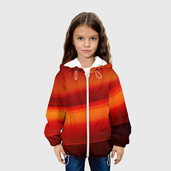 Куртка с капюшоном детская Красная изогнутая абстракция, цвет: 3D-белый — фото 2