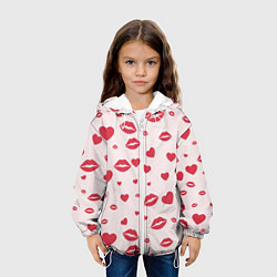 Куртка с капюшоном детская Поцелуйчики паттерн, цвет: 3D-белый — фото 2