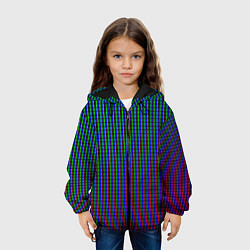 Куртка с капюшоном детская Неоновые светящиеся полосы, цвет: 3D-черный — фото 2