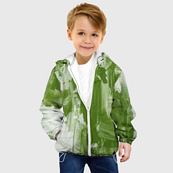 Куртка с капюшоном детская Текстура белой и зелёной краски, цвет: 3D-белый — фото 2