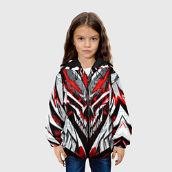 Куртка с капюшоном детская Агрессивный череп белый и красный, цвет: 3D-черный — фото 2