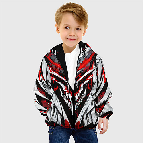 Детская куртка Агрессивный череп белый и красный / 3D-Черный – фото 4