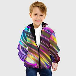 Куртка с капюшоном детская Неоновый скрученный металл разноцветный, цвет: 3D-черный — фото 2