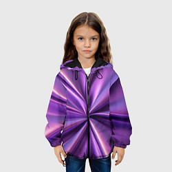 Куртка с капюшоном детская Металлический фиолетовый атлас ткань, цвет: 3D-черный — фото 2