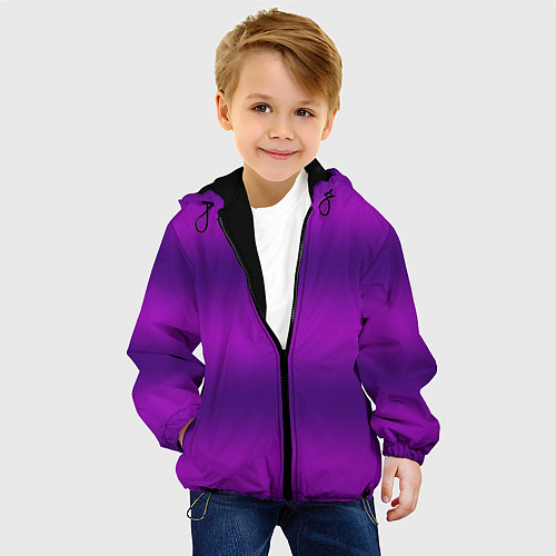 Детская куртка Неоновый сливовый с полосами / 3D-Черный – фото 4