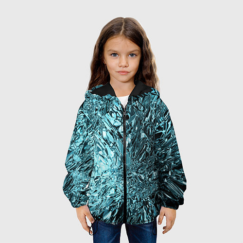 Детская куртка Эффект жидкого стекла бирюзовый / 3D-Черный – фото 3