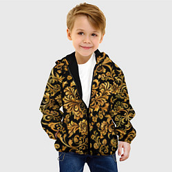 Куртка с капюшоном детская Желтые узоры хохломские, цвет: 3D-черный — фото 2