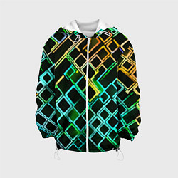 Детская куртка Жёлто-синие квадраты на чёрном фоне