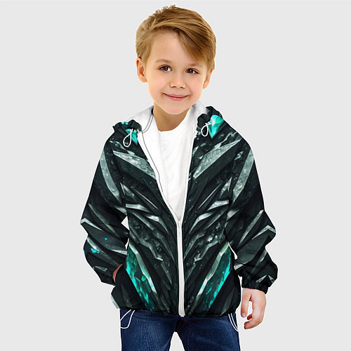 Детская куртка Зелёная малахитовая броня / 3D-Белый – фото 4