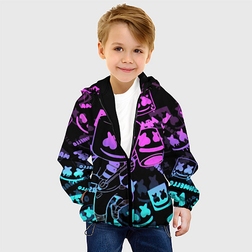 Детская куртка Marshmello neon pattern / 3D-Черный – фото 4