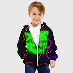 Куртка с капюшоном детская Монстр из неона, цвет: 3D-белый — фото 2