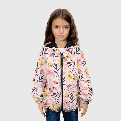 Детская куртка Абстрактный паттерн с цветами / 3D-Черный – фото 3