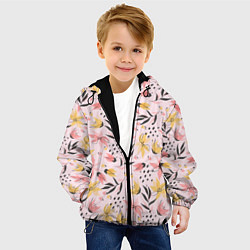 Куртка с капюшоном детская Абстрактный паттерн с цветами, цвет: 3D-черный — фото 2