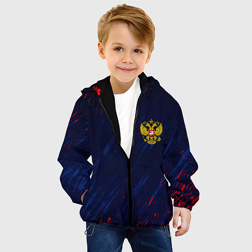 Детская куртка Россия краски текстура / 3D-Черный – фото 4