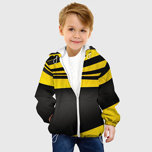 Детская куртка Желто-черный абстрактный стиль / 3D-Белый – фото 4