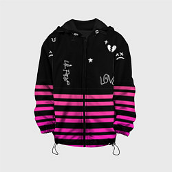 Куртка с капюшоном детская Lil Peep розовые полосы, цвет: 3D-черный