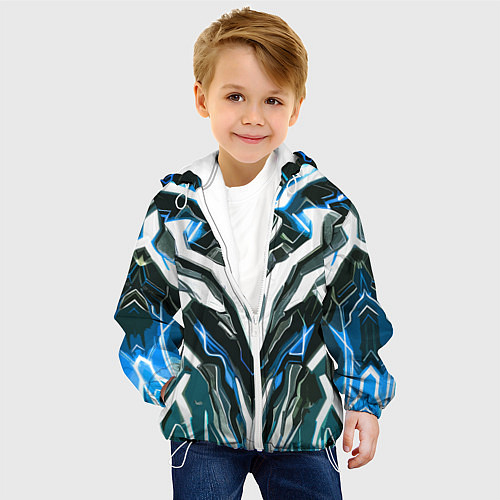 Детская куртка Неоновая кибер броня синяя / 3D-Белый – фото 4