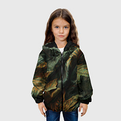 Куртка с капюшоном детская Реалистичный охотничий камуфляж из ткани и листьев, цвет: 3D-черный — фото 2