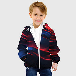 Куртка с капюшоном детская Красно-синие полосы, цвет: 3D-белый — фото 2