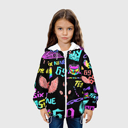 Куртка с капюшоном детская 6ix9ine logo rap bend, цвет: 3D-белый — фото 2