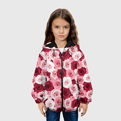 Куртка с капюшоном детская Красные и розовые розы, цвет: 3D-черный — фото 2