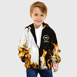 Куртка с капюшоном детская Opel огонь текстура, цвет: 3D-черный — фото 2