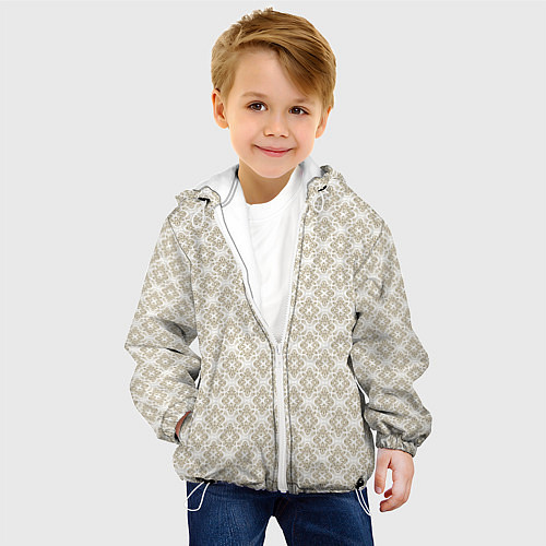 Детская куртка Паттерн узоры светлый бежевый / 3D-Белый – фото 4