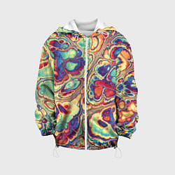 Куртка с капюшоном детская Абстрактный разноцветный паттерн, цвет: 3D-белый