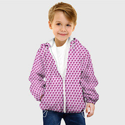Куртка с капюшоном детская Паттерн сердечки на розовом фоне, цвет: 3D-белый — фото 2