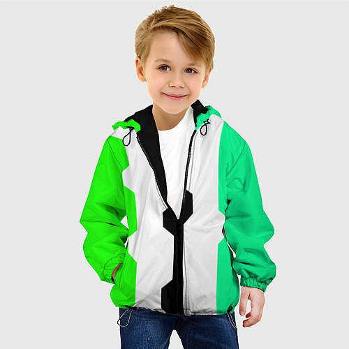 Детская куртка Техно линии зелёный / 3D-Черный – фото 4