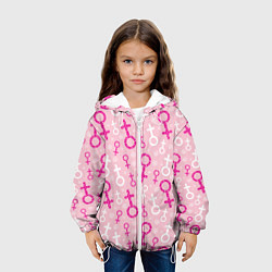 Куртка с капюшоном детская Гендерный женский знак венеры, цвет: 3D-белый — фото 2