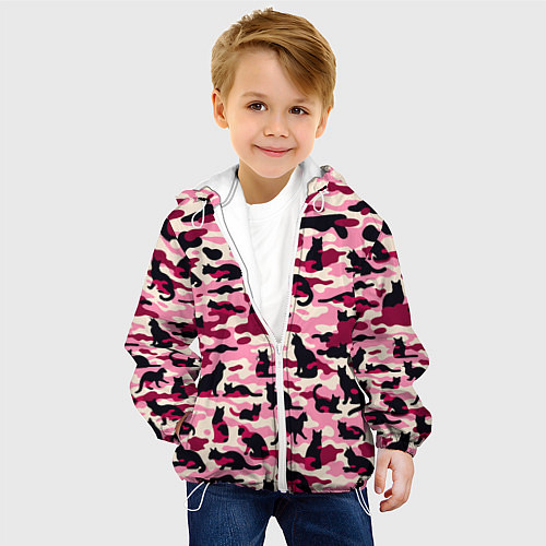 Детская куртка Камуфляжные розовые котики / 3D-Белый – фото 4