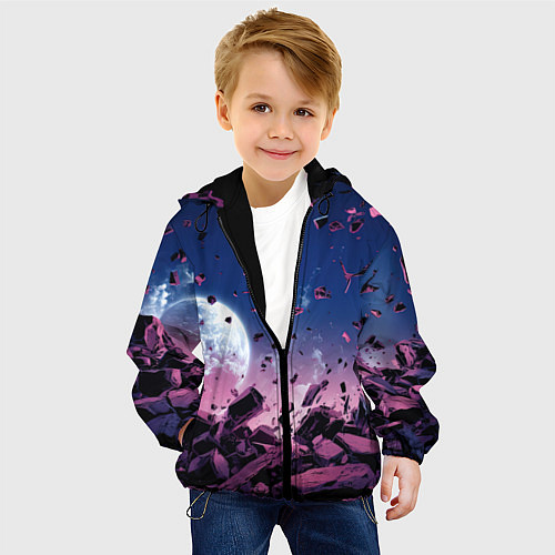 Детская куртка Абстрактные частицы в космосе / 3D-Черный – фото 4