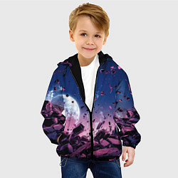 Куртка с капюшоном детская Абстрактные частицы в космосе, цвет: 3D-черный — фото 2