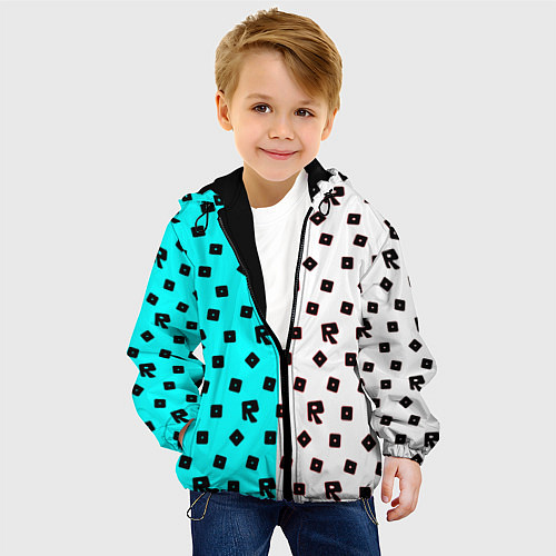 Детская куртка Roblox pattern logo mobile / 3D-Черный – фото 4