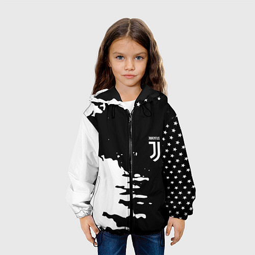 Детская куртка Ювентус спорт краски текстура / 3D-Черный – фото 3