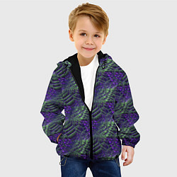 Куртка с капюшоном детская Фиолетово-зеленые ромбики, цвет: 3D-черный — фото 2