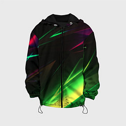 Куртка с капюшоном детская Geometry stripes кислотный неон, цвет: 3D-черный
