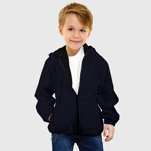Детская куртка Чёрный паттерн в синий горошек / 3D-Черный – фото 4