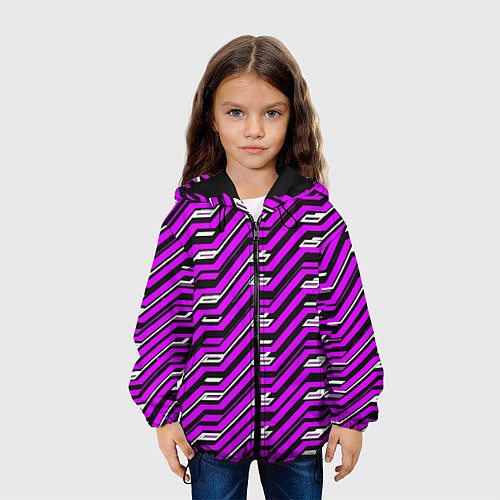 Детская куртка Киберпанк узор фиолетовый и чёрный / 3D-Черный – фото 3