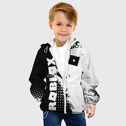 Куртка с капюшоном детская Роблокс - черно-белая абстракция, цвет: 3D-белый — фото 2