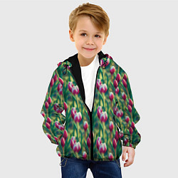 Куртка с капюшоном детская Весенние цветы на поляне, цвет: 3D-черный — фото 2