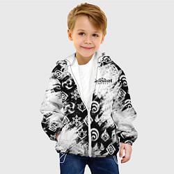 Куртка с капюшоном детская Genshin Impact - брызги краски, цвет: 3D-белый — фото 2