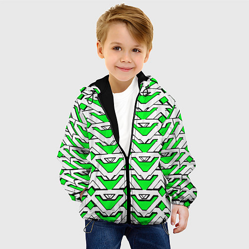 Детская куртка Бело-зелёный узор / 3D-Черный – фото 4