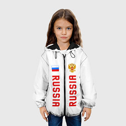 Куртка с капюшоном детская Россия три полоски на белом фоне, цвет: 3D-черный — фото 2